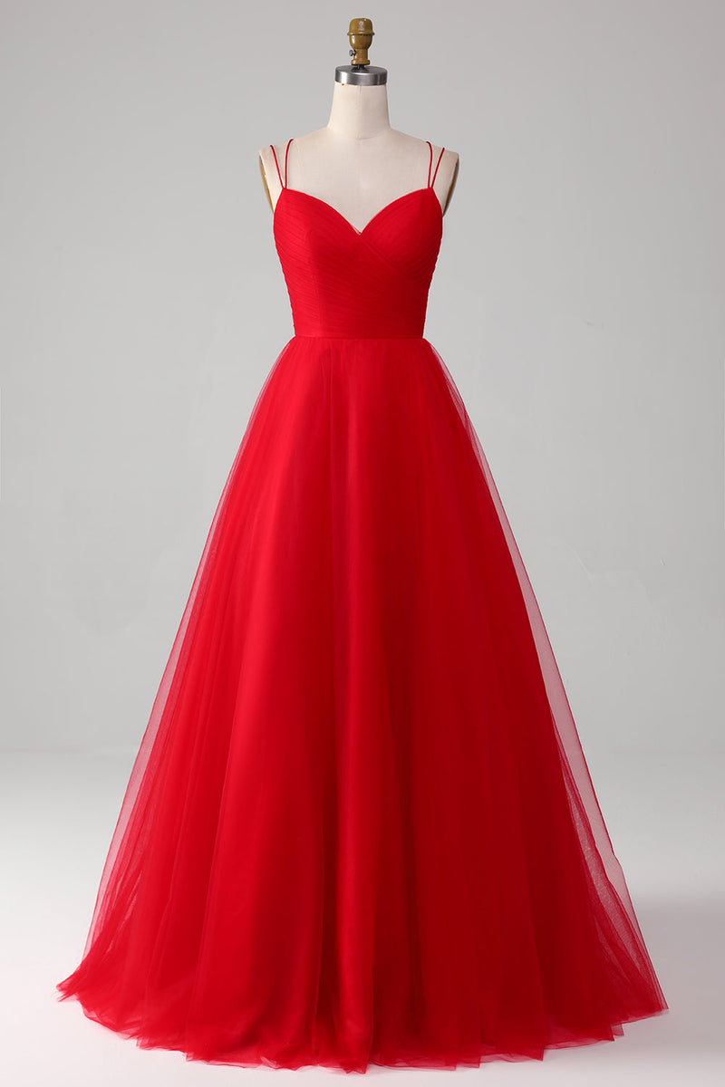 Long red 2025 tulle dress