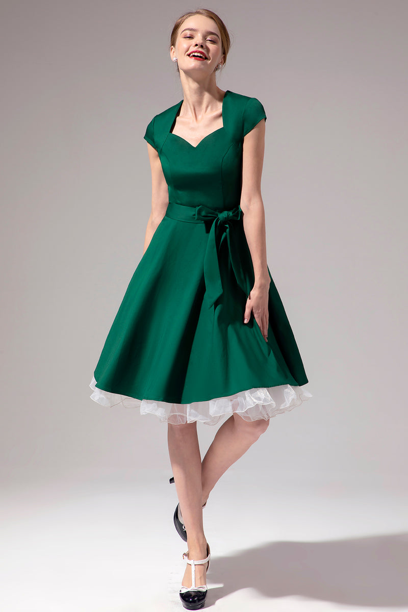 Load image into Gallery viewer, Green Scoop Swing Dress