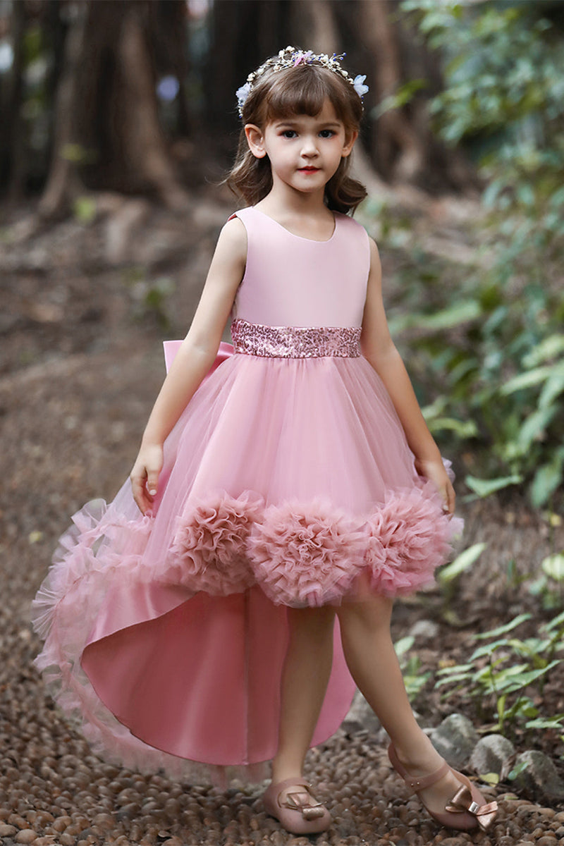 Gold Sequin Flower Girl Party Dresses Tulle Gown Formal -  UK