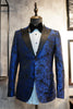Load image into Gallery viewer, Peak Lapel Jacquard Two Buttons Royal Blue Single Breasted Men&#39;s Prom Blazer