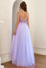 Load image into Gallery viewer, Purple Beaded Tulle Long Prom Dress