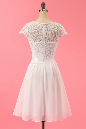 White Lace Formal Ruffle Dress