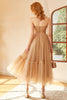 Load image into Gallery viewer, Khaki Polka Dots Corset Prom Dress