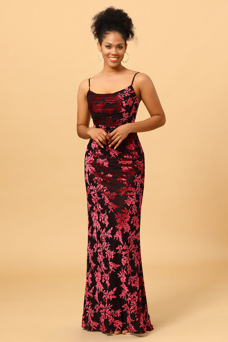 Velvet spaghetti strap deals maxi dress