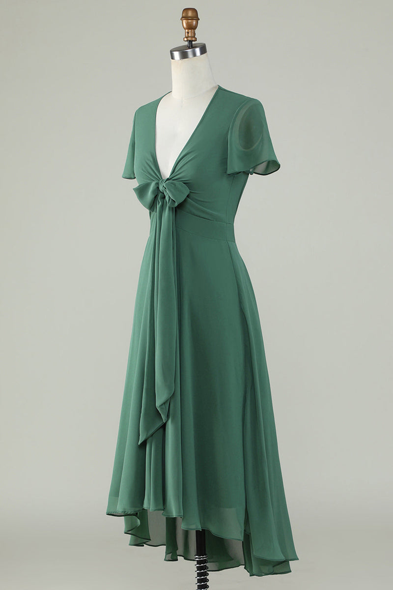 Short emerald green hot sale bridesmaid dresses