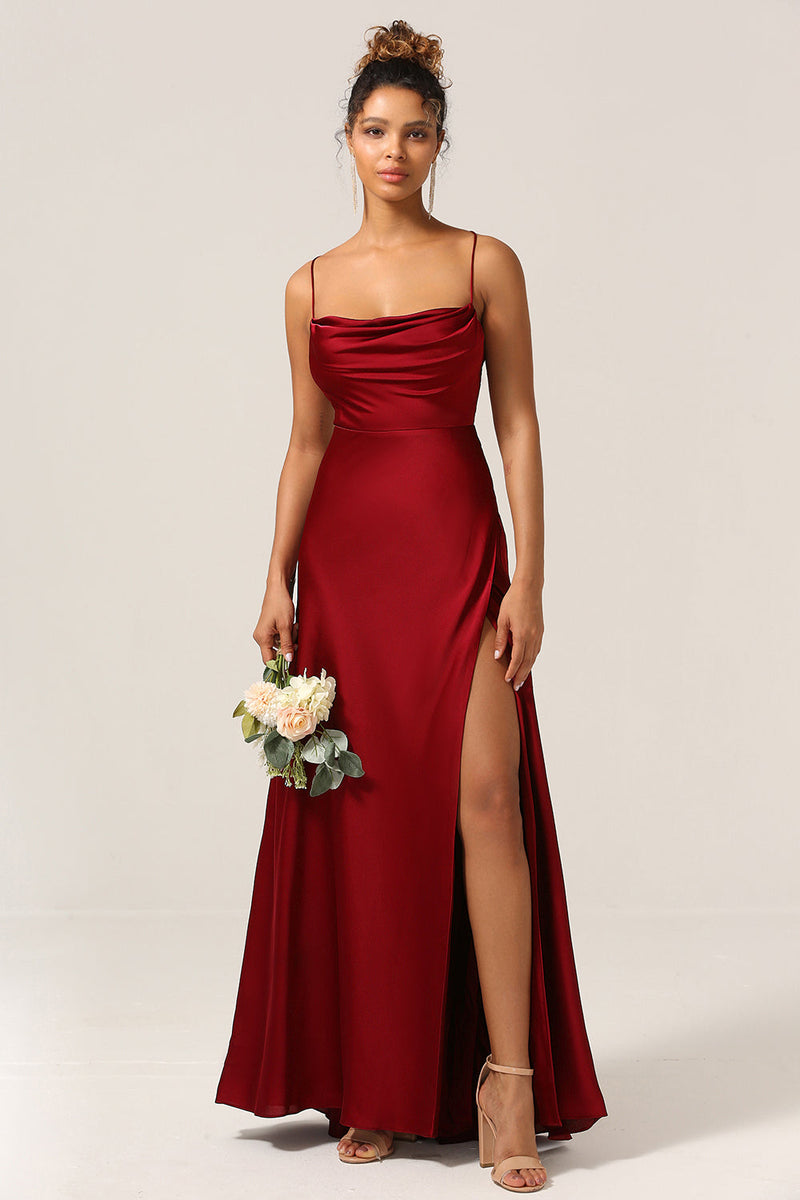 Red satin 2024 bridesmaid dress