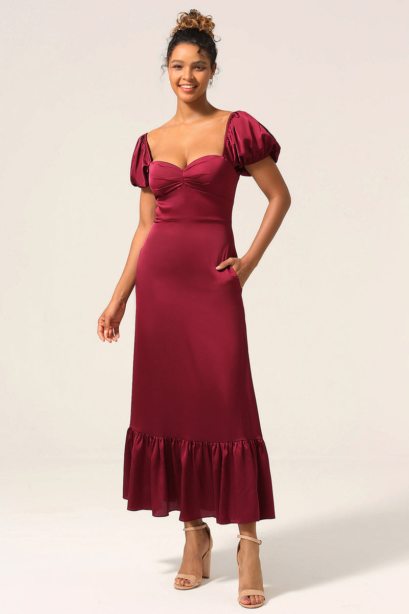 Puff sleeve best sale bridesmaid dress