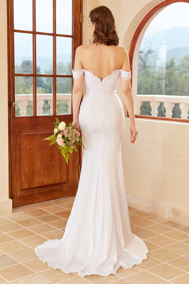 Mermaid wedding dress deals off the shoulder