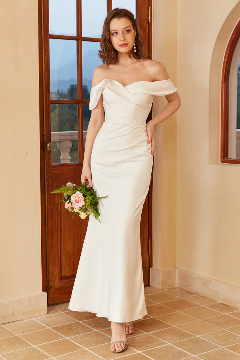 Simple ankle length cheap wedding dresses