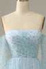 Load image into Gallery viewer, Sky Blue Off The Shoulder Prom Dress