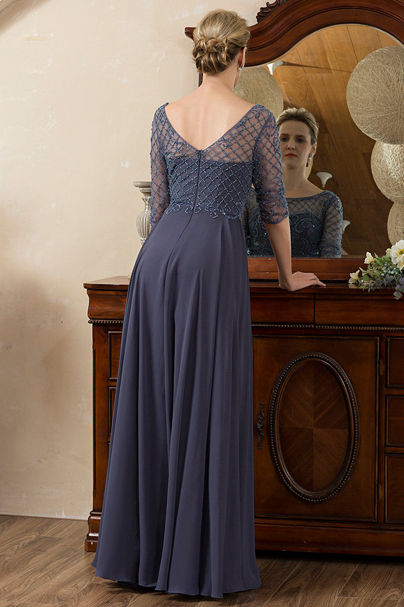 Blue grey mother 2025 of the bride dress