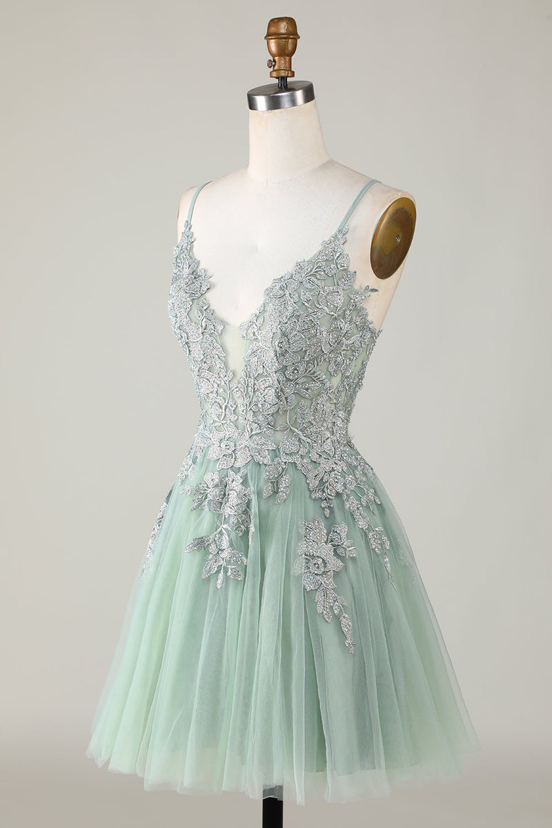 Mint green clearance short prom dress