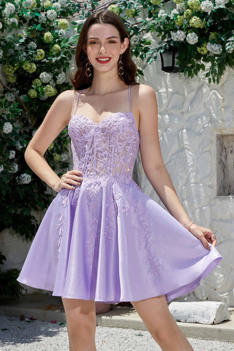 Purple Semi Formal Dresses Homecoming Satin Lilac Tight Dress