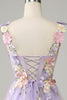 Load image into Gallery viewer, Purple Spaghetti Straps Tulle Graduation Dress With 3D Flowers