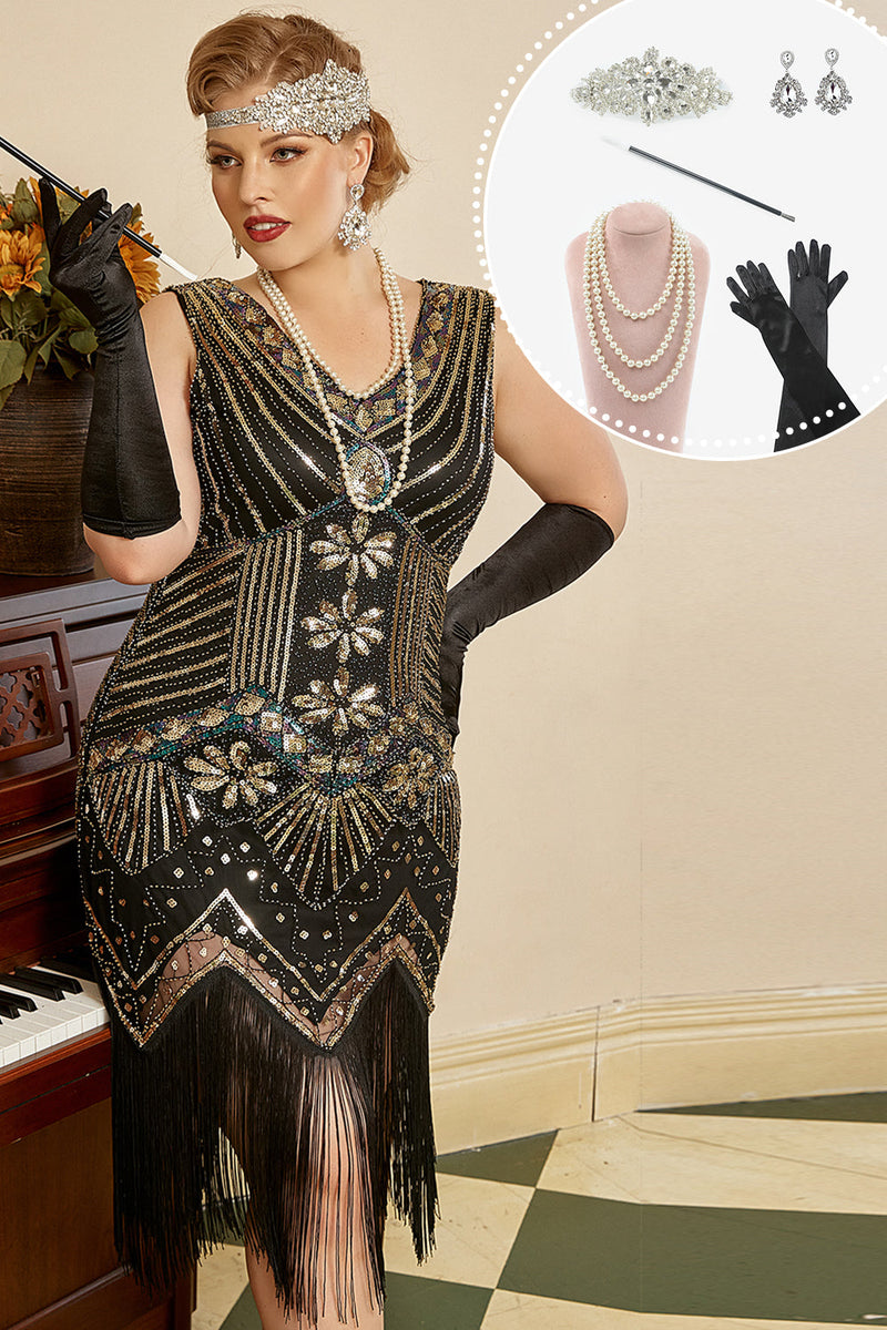Gatsby Style 1920s Great Gatsby Dresses Plus Size Beaded Off