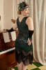 Load image into Gallery viewer, Dark Green Sequined 1920s Plus Size Flapper Dress with 20s Accessories Set