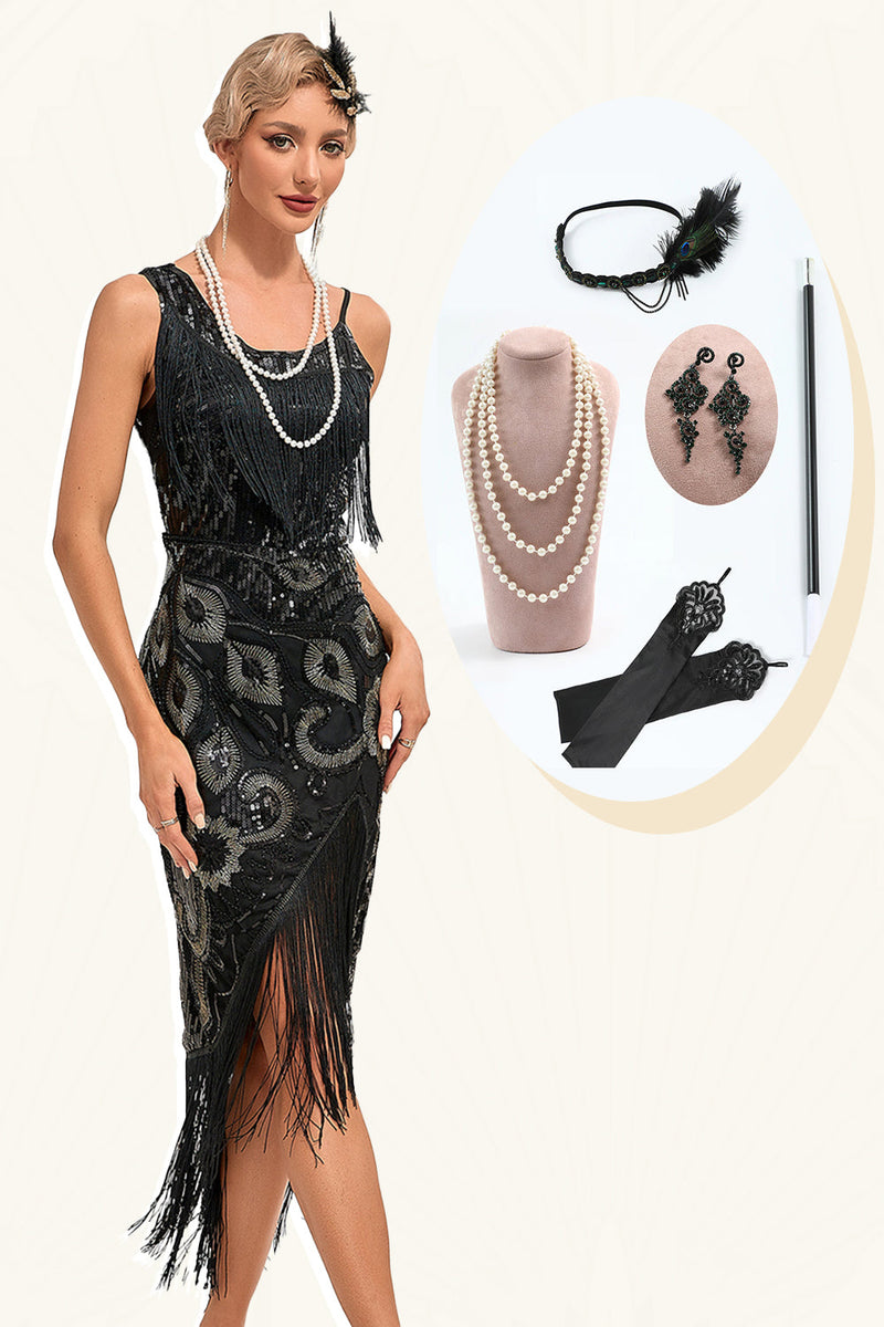 Black cocktail best sale dress accessories