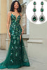 Load image into Gallery viewer, Sparkly Dark Green Mermaid Long Prom Dress with Accessory