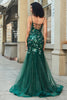 Load image into Gallery viewer, Sparkly Dark Green Mermaid Long Prom Dress with Accessory