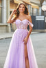 Load image into Gallery viewer, Off the Shoulder Appliques Tulle Corset Prom Dress with Accessory