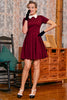 Load image into Gallery viewer, Burgundy Peter Pans 50s Dress