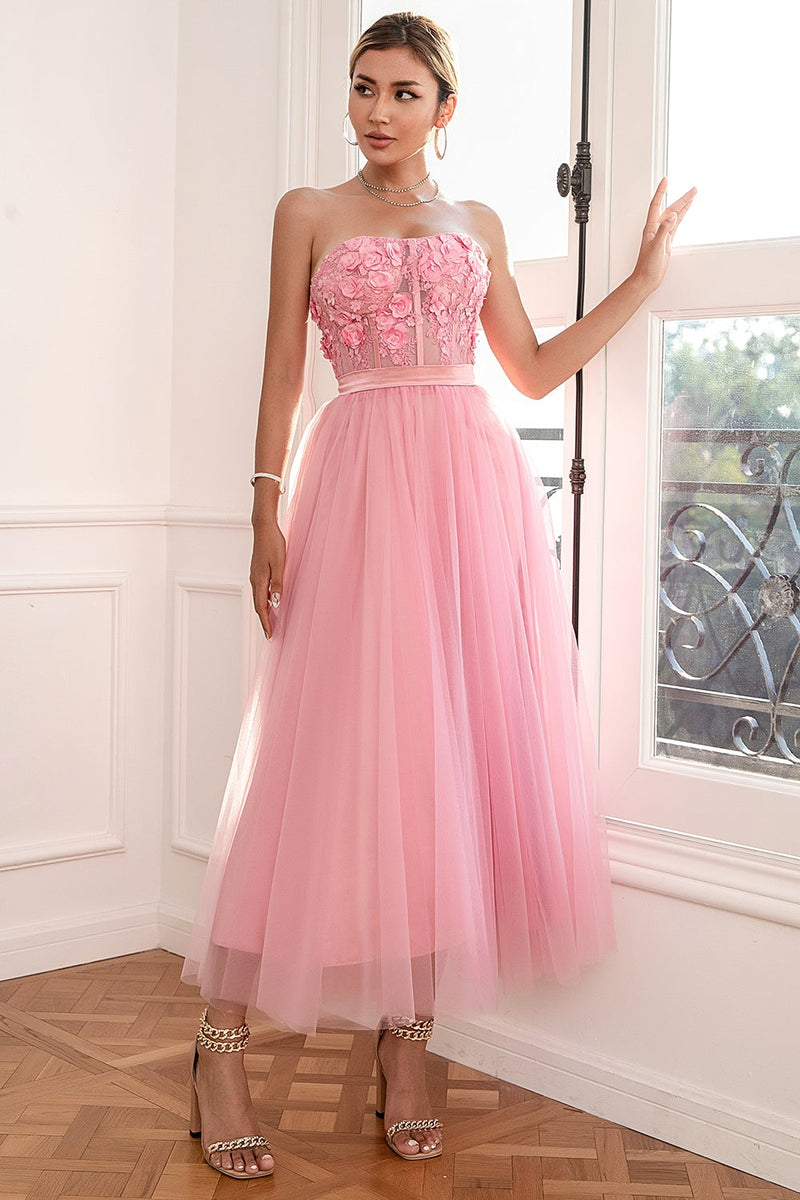 Baby pink sales strapless dress