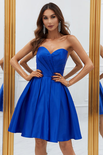Royal Blue A-Line Sweetheart Graduation Dress