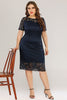 Load image into Gallery viewer, Navy Bodycon Lace Plus Size Dress