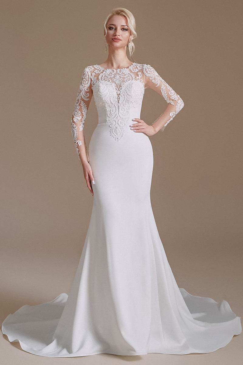 Fishtail wedding dress with clearance long sleeves