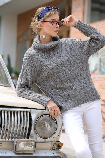 Gray Winter Long Sleeves Sweater