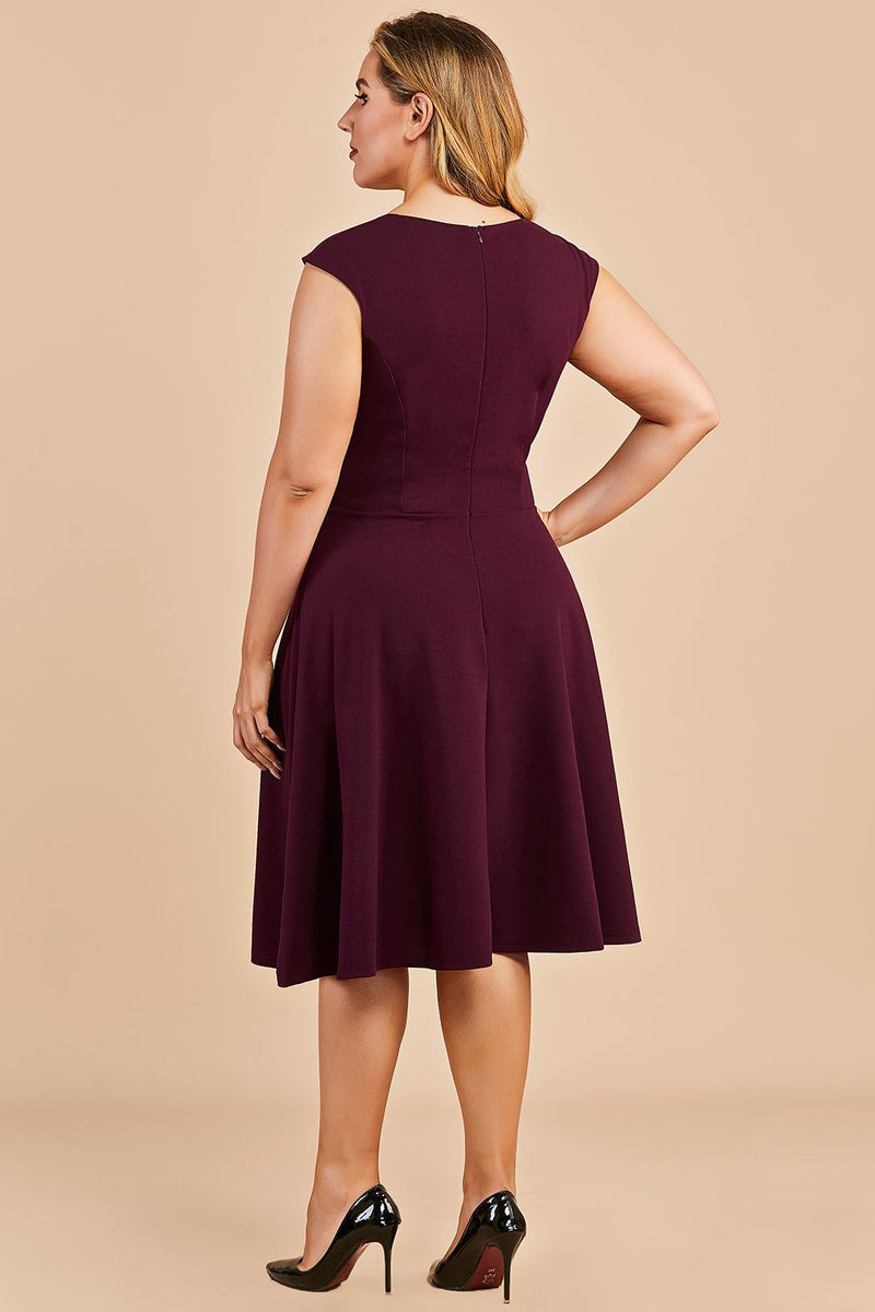 Load image into Gallery viewer, Burgundy Plus Size Homecoming Party Dress