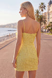 Pink Bodycon Beaded Spaghetti Straps Cocktail Dress with Bow