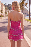 Sweetheart Pink Bodycon Mini Cocktail Dress with Beading