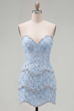 Sweetheart Pink Bodycon Mini Cocktail Dress with Beading