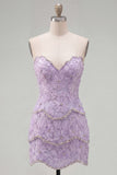 Sweetheart Pink Bodycon Mini Cocktail Dress with Beading