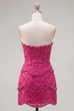 Sweetheart Pink Bodycon Mini Cocktail Dress with Beading