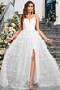 Load image into Gallery viewer, White A Line Spaghetti Straps Tulle Long Prom Dress with Slit