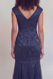 Sage Green Floral V-Neck Mermaid Long Mother of The Bride Dress with Slit
