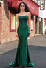 Load image into Gallery viewer, Dark Green Mermaid Halter Long Prom Dress with Appliques Beading