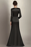 Black Mermaid Long Sleeves Satin Choir Dress