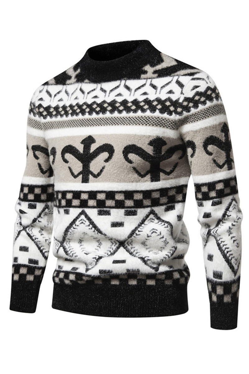 Load image into Gallery viewer, Men&#39;s Slim Fit Khaki Pullover Printed Knitted Sweater