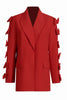 Load image into Gallery viewer, Red Peak Lapel Women Prom Blazer with Bow