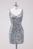 Load image into Gallery viewer, Sparkly Silver Bodycon V-Neck Short Graduation Dress with Sequins