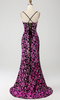 Load image into Gallery viewer, Sparkly Mermaid Fuchsia Black Sequin Prom Dress With Side Slit
