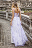 Load image into Gallery viewer, Lavender Flower A Line Spaghetti Straps Long Bridesmaid Dress with Slit