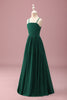 Load image into Gallery viewer, Dark Green A Line Ruched Spaghetti Straps Junior Bridesmaid Dress