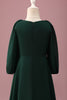 Load image into Gallery viewer, Pine Green A-Line V-Neck Chiffon Junior Bridesmaid Dress with Long Sleeves