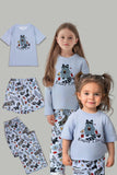 Grey Printed Short Sleeve Matching Family Pajamas
