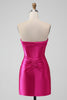 Load image into Gallery viewer, Stylish Fuchsia Bodycon Sweetheart Satin Corset Short Graduation Dress