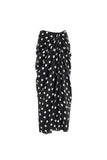 Off the Shoulder 2 Piece Black White Dots Swimsuit with Cover Up Skirt